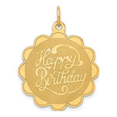14K Yellow Gold Happy Birthday Disc Charm