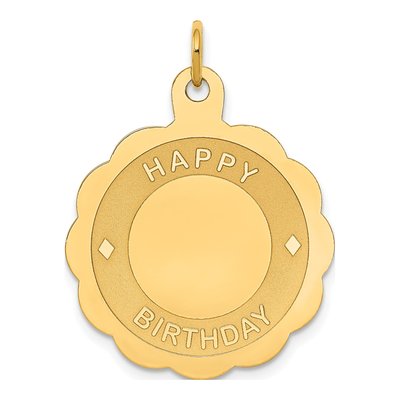 14K Yellow Gold Happy Birthday Disc Charm