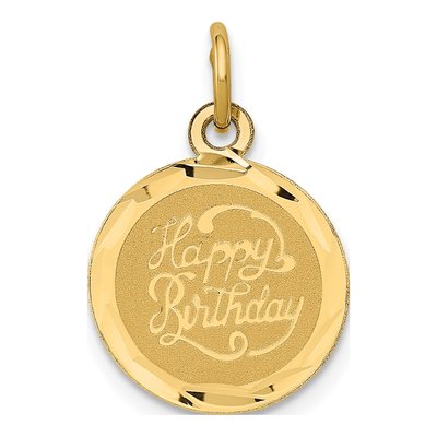 14K Yellow Gold Happy Birthday Disc Charm