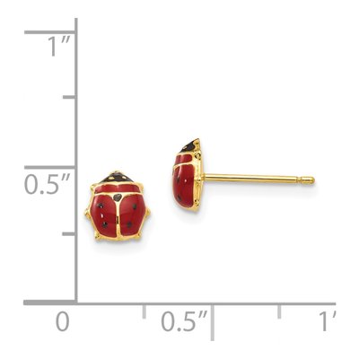 14K Yellow Gold Enamel Ladybug for Girls Stud Earrings – view 4