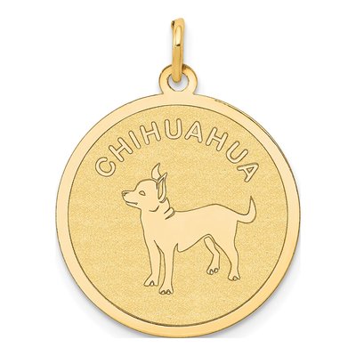 14K Yellow Gold Chihuahua Disc Charm