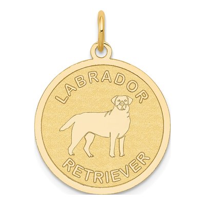 14K Yellow Gold Labrador Retriever Disc Charm