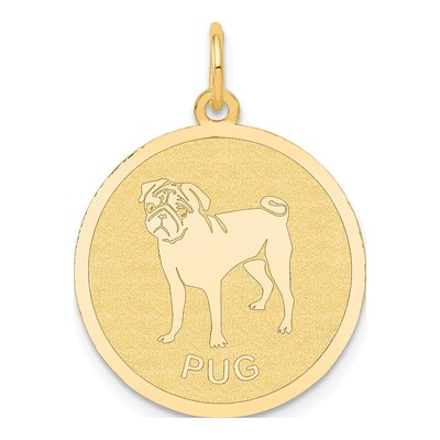 14K Yellow Gold Disc Dog Charm