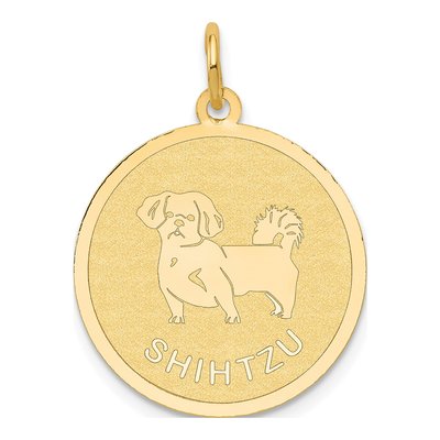 14K Yellow Gold Shih Tzu Dog Charm