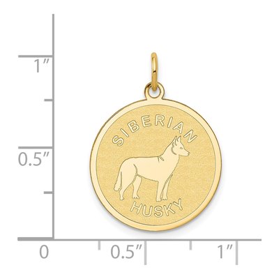 14K Yellow Gold Siberian Husky Disc Dog Charm – view 5