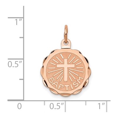14K Rose Gold Baptism Cross Disc Pendant – view 4