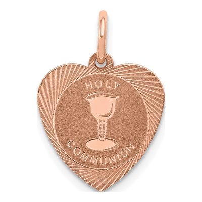 14K Rose Gold Holy Communion Heart Charm
