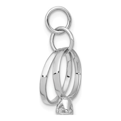 14K White Gold CZ 3D Wedding Charm – view 3