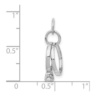 14K White Gold CZ 3D Wedding Charm – view 4