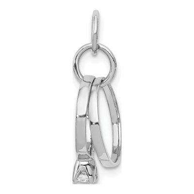 14K White Gold CZ 3D Wedding Charm