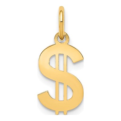 14K Yellow Gold Dollar Sign Pendant
