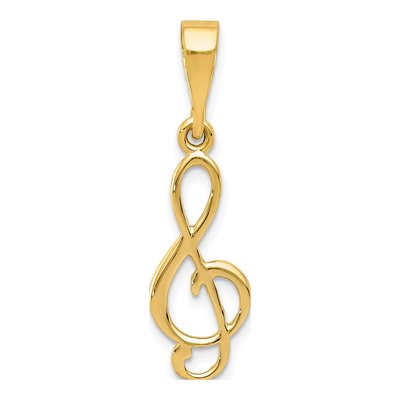 14K Yellow Gold Treble Clef for Music Lovers Charm