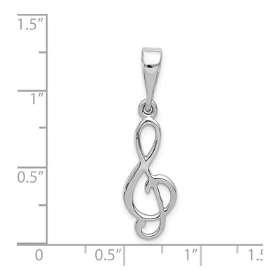 14K White Gold Treble Clef for Musicians Pendant – view 4