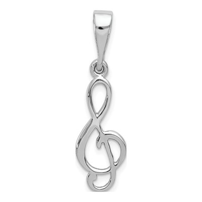 14K White Gold Treble Clef for Musicians Pendant