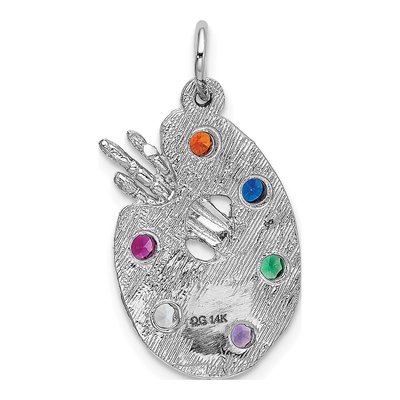14K White Gold CZ Artist Palette Charm – view 4
