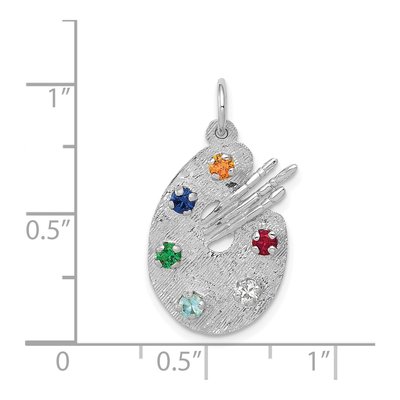 14K White Gold CZ Artist Palette Charm – view 5