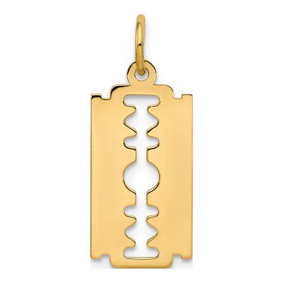 14K Yellow Gold Razor Blade Pendant