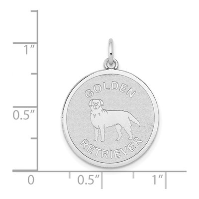 14K White Gold Golden Retriever Disc Charm – view 4