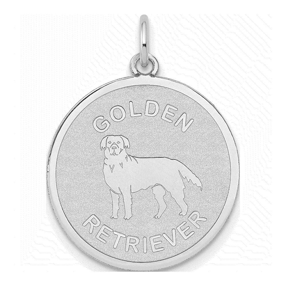 14K White Gold Golden Retriever Disc Charm