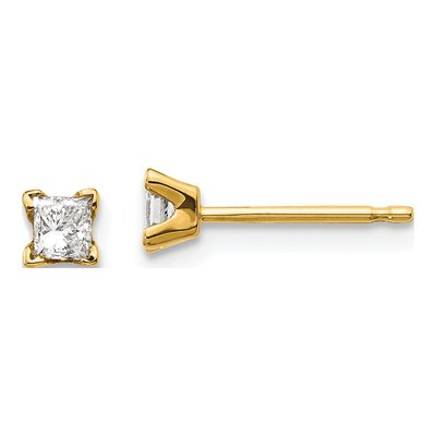 14K Yellow Gold 0.24 ct tw 2.75mm Square Diamond Princess-Cut Stud Earrings