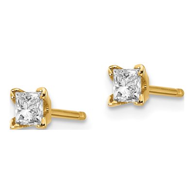 14K Yellow Gold Princess-Cut Diamond Stud Earring Mounting – view 3