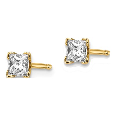 14K Yellow Gold 0.42 ct tw 3.25mm Square Diamond Princess-Cut Stud Earrings – view 3