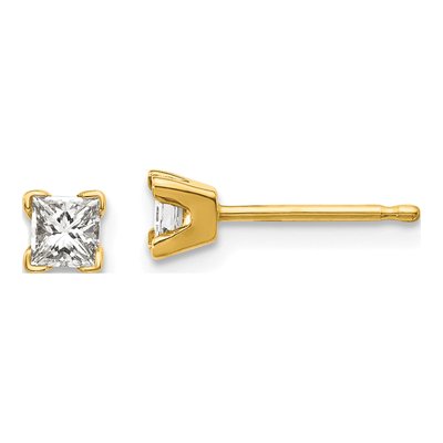 14K Yellow Gold 0.4 ct tw 3.25mm Square Diamond Princess-Cut Stud Earrings