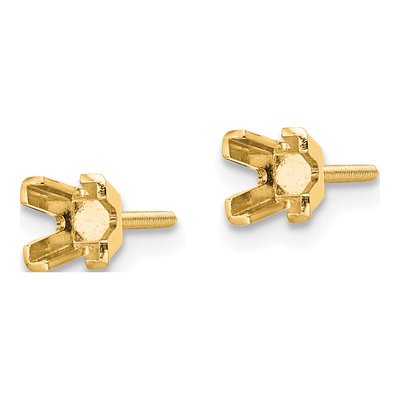 14K Yellow Gold Princess-Cut Stud Earring Mounting – view 3
