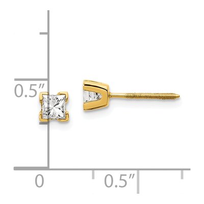 14K Yellow Gold 1/2 ct tw 3.5mm Square Diamond Princess Stud Earrings – view 4