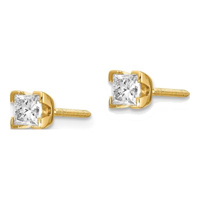 14K Yellow Gold 1/2 ct tw 3.5mm Square Diamond Princess-Cut Stud Earrings – view 2
