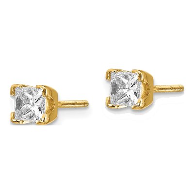 14K Yellow Gold 2/3 ct tw 3.75mm Square Diamond Princess-Cut Stud Earrings – view 3