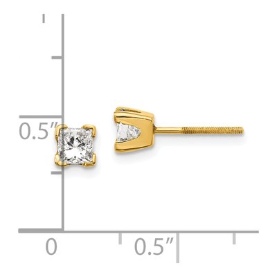 14K Yellow Gold 2/3 ct tw 3.75mm Square Diamond Princess-Cut Stud Earrings – view 5
