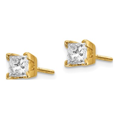 14K Yellow Gold 0.8 ct tw 4mm Square Diamond Princess-Cut Stud Earrings – view 3