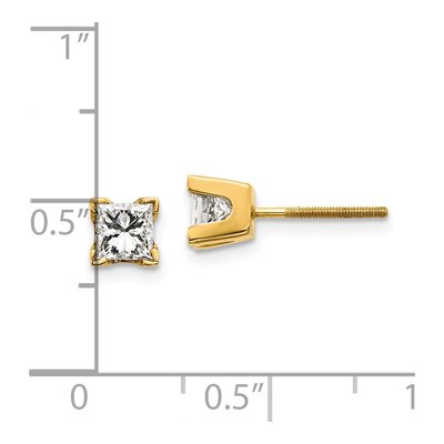 14K Yellow Gold 0.8 ct tw 4mm Square Diamond Princess-Cut Stud Earrings – view 5