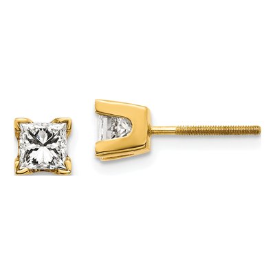 14K Yellow Gold 0.8 ct tw 4mm Square Diamond Princess-Cut Stud Earrings