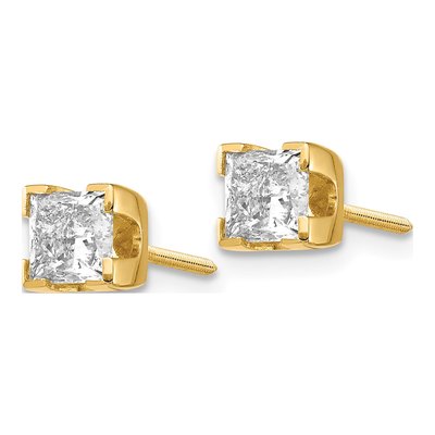 14K Yellow Gold Princess-Cut Diamond Stud Earring Mounting – view 2