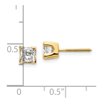 14K Yellow Gold Princess-Cut Diamond Stud Earring Mounting – view 4
