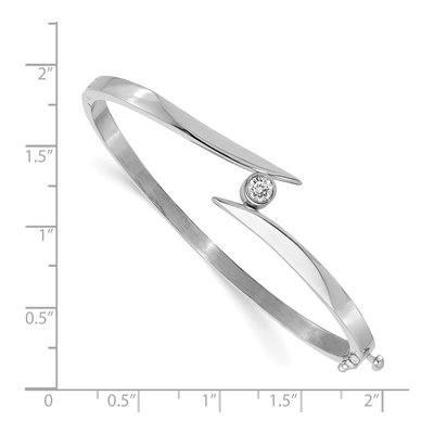 14K White Gold 1/4 ct tw Diamond Hinged Oval Bangle Bracelet – view 3