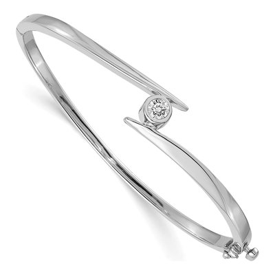 14K White Gold 1/2 ct tw Diamond Hinged Bangle Bracelet