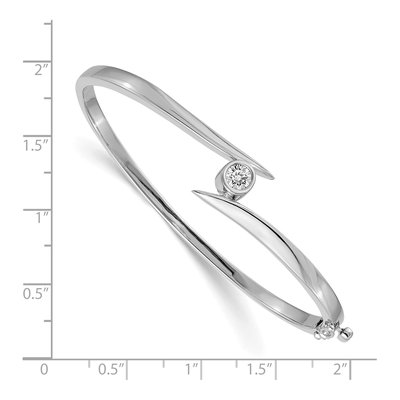 14K White Gold 3/8 ct tw Diamond Hinged Oval Bangle Bracelet – view 2