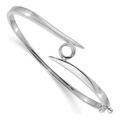 14K White Gold Hinged Bangle Bracelet Mounting