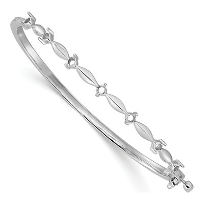14K White Gold 1/2 ct tw Diamond Hinged Bangle Bangle Mounting