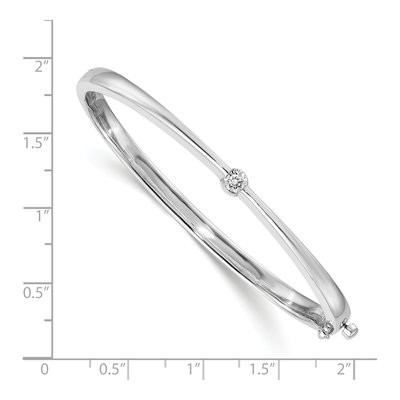14K White Gold 1/4 ct tw Diamond Hinged Oval Bangle Bracelet – view 2