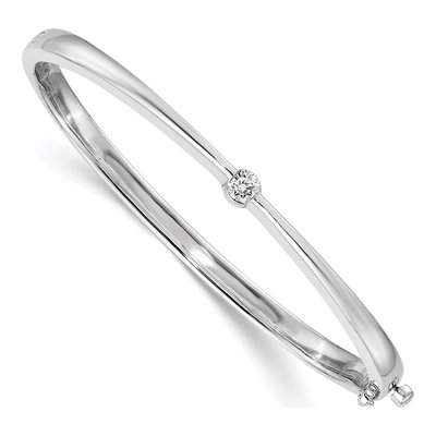 14K White Gold 1/4 ct tw Diamond Hinged Bangle Bracelet