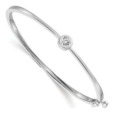 14K White Gold 1/2 ct tw Diamond Hinged Bangle Bracelet