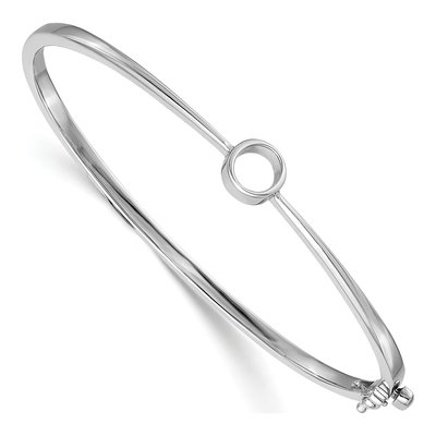 14K White Gold Hinged Oval Bangle Bracelet Mounting – view 3
