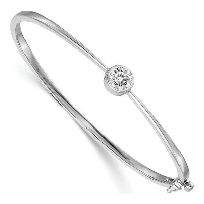 14K White Gold Hinged Oval Bangle Bracelet Mounting