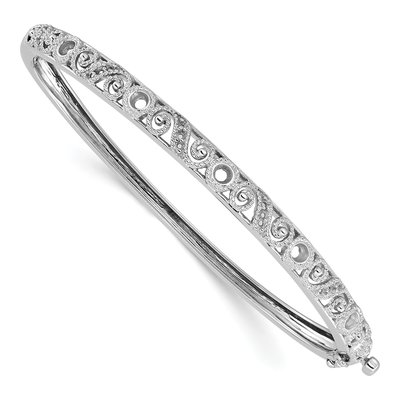 14K White Gold Swirl Bangle Bangle Mounting