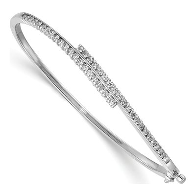14K White Gold 1 ct tw Diamond Hinged Bangle Bracelet