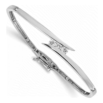 14K White Gold 1/4 ct tw Diamond 3-Stone Bangle Bracelet